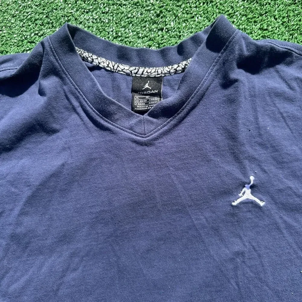Vintage Nike Air Jordan Shirt Men’s XL Embroidered Jumpman Logo Blue White Y2K